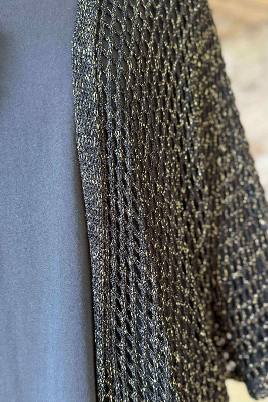 Fisherman Shimmer Cardigan Black